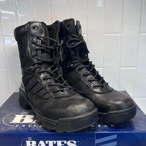 Bates Women's 8" Tactical Sport E02700 Black Leather Combat Boots Side Zip 7.5